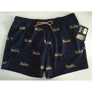 Modelo Board Shorts Men Size 3XL Navy Blue Modelo Logo Pockets Elastic Waist New